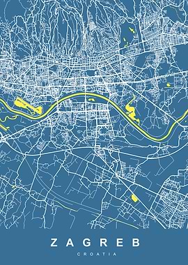ZAGREB Map CROATIA