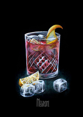 Negroni cocktail on black