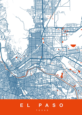 EL PASO Map TEXAS USA