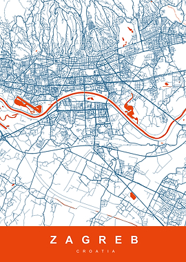 ZAGREB City Map CROATIA