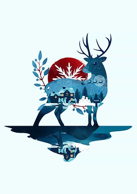 Winter Reindeer Landscape