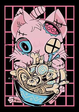 Creepy Ramen Bowl Cat