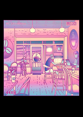 Coffee shop vaporwave