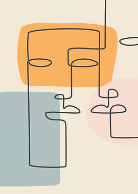 Abstract Face One Line Art
