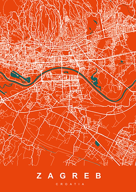 ZAGREB City Map CROATIA