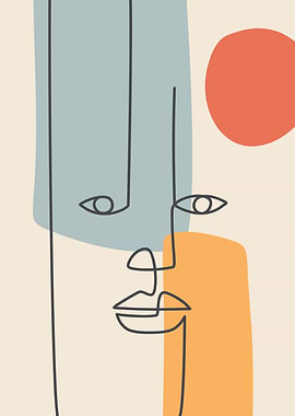 Watercolor Face Line Art