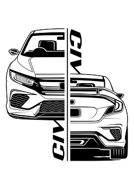 Line Art of Civic Car