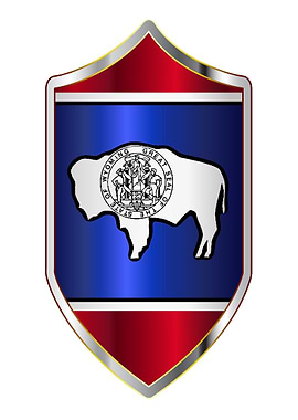 Wyoming Flag On Shield