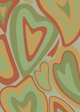 70s Wavey Orange Hearts