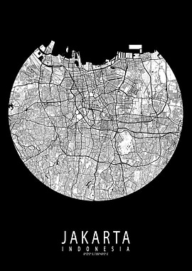 Jakarta City Map Full Moon