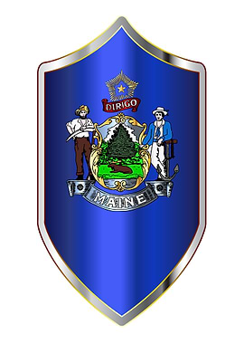 Maine State Flag On Shield