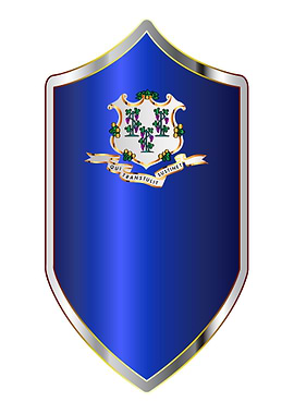 Connecticut Flag On Shield