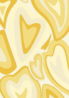 70s Wavey Yellow Hearts