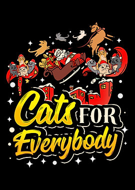 Santa Claus Cats Sleigh