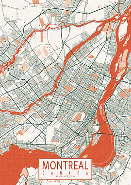Montreal City Map Bohemian