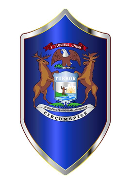 Michigan Flag On Shield