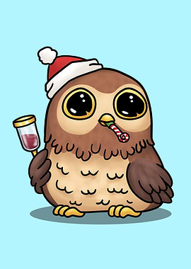 Christmas Owl with Wine