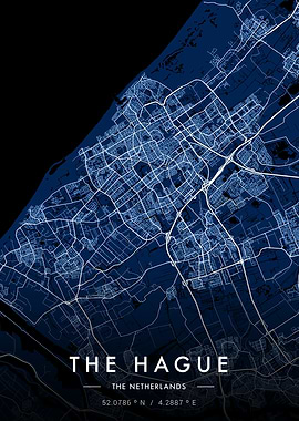 The Hague City Map Blue