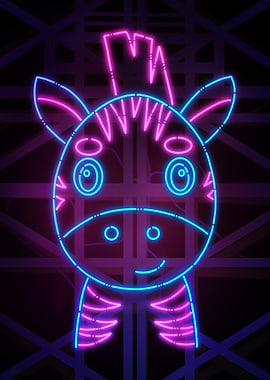 Cute zebra Neon Poster