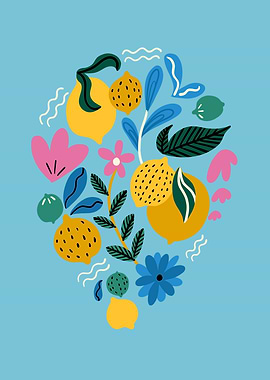 Blue botanical flowers