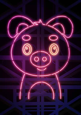 Cute Pig Neon Pink