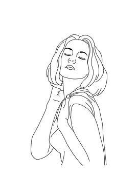 Stylish Woman line Art