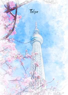 Tokyo Japan Watercolor