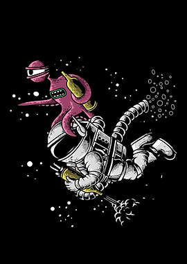 astronaut and alien space