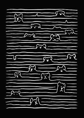 Cute dogs ink line art