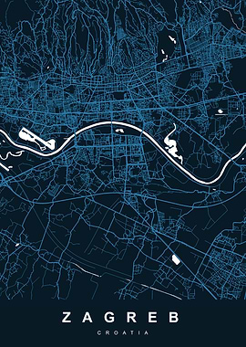 ZAGREB Map Croatia