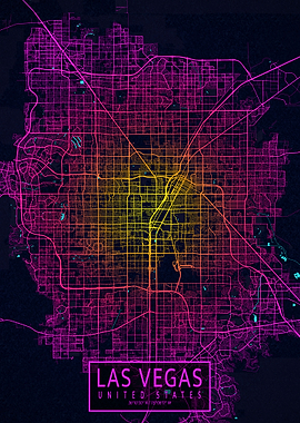 Las Vegas City Map Neon