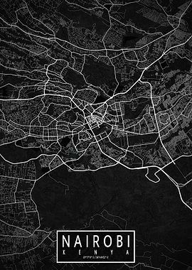 Nairobi City Map Dark