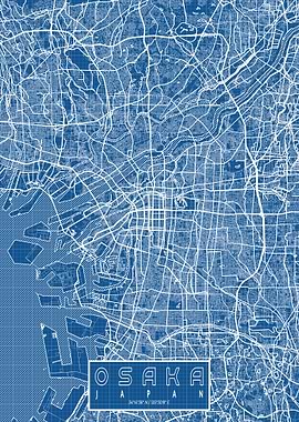 Osaka City Map Blueprint