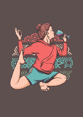 Wine and yoga girl