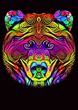 Bear Head Colorful Art