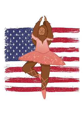 Bigfoot Sasquatch USA Flag