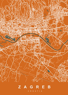 ZAGREB Map CROATIA