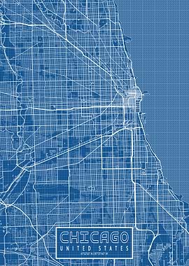 Chicago City Map Blueprint