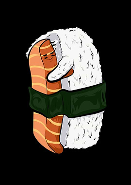 Funny Sushi Fish Rice Love