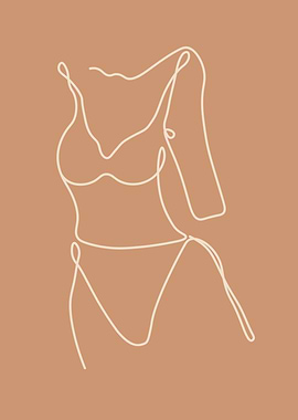 Woman body line art