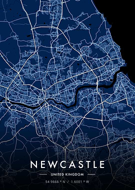 Newcastle City Map Blue