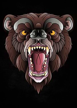 bear neotraditional tattoo