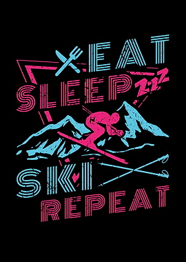 Eat Sleep Ski Retro Skiing