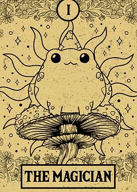 Line Art Tarot Card Frog