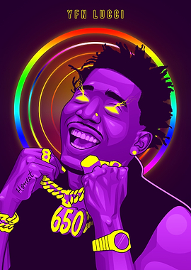 YFN Lucci Neon Art Poster