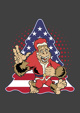 Funny Bigfoot US Flag