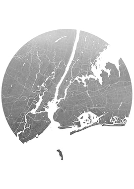 New York Silver White Map