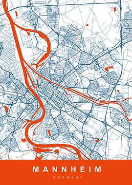 MANNHEIM Map GERMANY