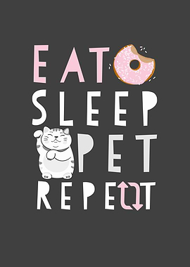 Cat Saying Eat Sleep Pet