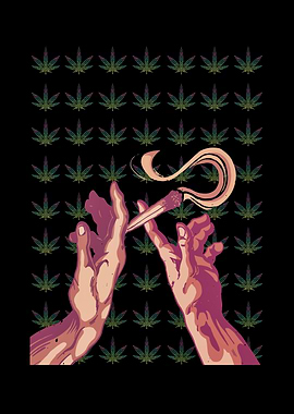 Cannabis hand touching